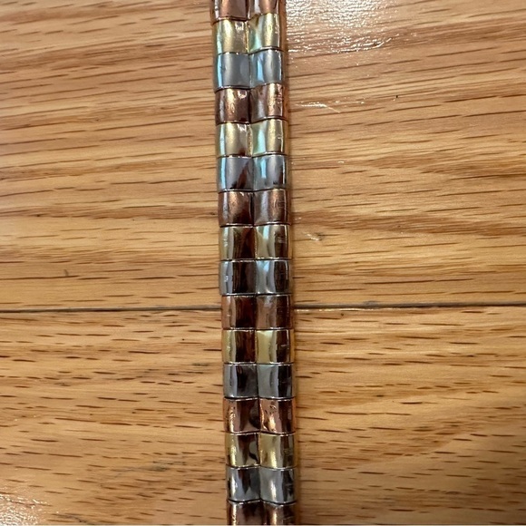 Morris Moskowitz Vintage 80’s Tri Color Metal Chain Thin Leather Belt Women S main image 4